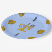 9" runde Papierplatte Chanukah Pappteller (Schrägansicht)