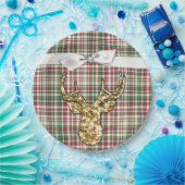 9" Runder Paper Plate Gold Glitzer Rentier Kariert Pappteller (Party)