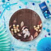 9" Rundpapier-Baumwollzweig auf der Dunkelholz-Str Pappteller (Party)