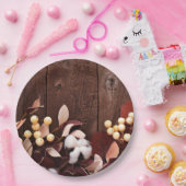 9" Rundpapier-Baumwollzweig auf der Dunkelholz-Str Pappteller (Party)