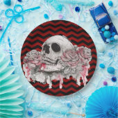 9" Rundpapier Rose des Schädels aus Platten Zickza Pappteller (Party)