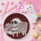 9" Rundpapier Rose des Schädels aus Platten Zickza Pappteller (Party)