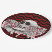 9" Rundpapier Rose des Schädels aus Platten Zickza Pappteller (Schrägansicht)