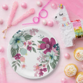 9" Rundpapier - Tropische Blume auf Weiß Pappteller (Party)