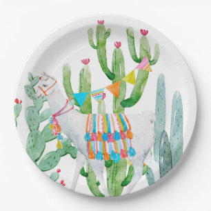 9" Rundpapierplatte Boho Llama Bohemisch Cacti Des Pappteller