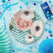 9" Rundpapierplatte Geometrische Rose Zickzack Aqu Pappteller (Party)