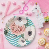 9" Rundpapierplatte Geometrische Rose Zickzack Aqu Pappteller (Party)