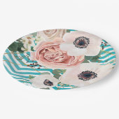 9" Rundpapierplatte Geometrische Rose Zickzack Aqu Pappteller (Schrägansicht)