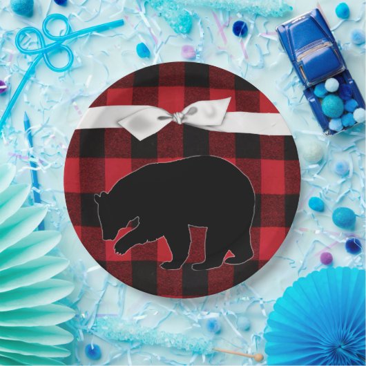 9" Rundpapierplatte Rotes Buffalo Karierter Bärens Pappteller (Party)