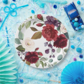 9" Rundpapierplatte Weiße Rosen Gold Geometric Pappteller (Party)