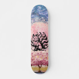 9 Schwanz Fox Asiatic Pink Cherry Blossom Skateboa Skateboard