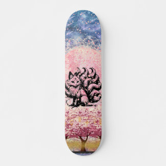 9 Schwanz Fox Asiatic Pink Cherry Blossom Skateboa Skateboard