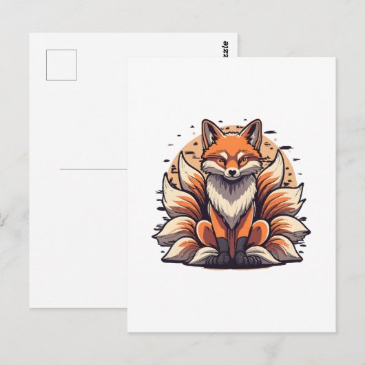 9-schwänziger Fuchsspirit Postkarte (Vorne/Hinten)