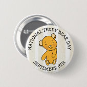 9. September: National Teddy Bear Day Holiday Button (Vorne & Hinten)