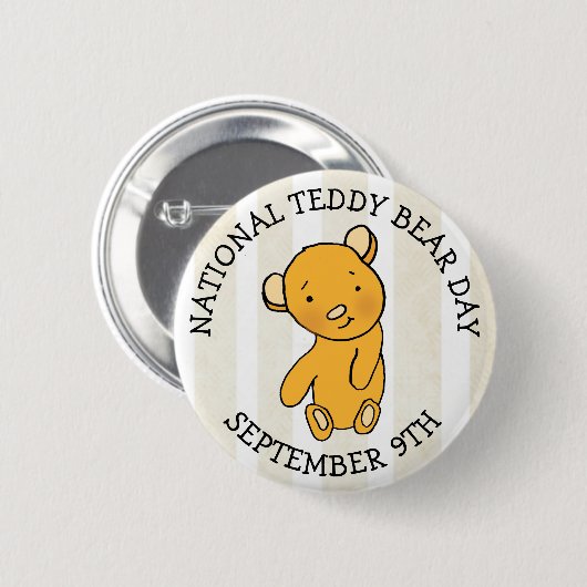 9. September: National Teddy Bear Day Holiday Button (Vorne & Hinten)