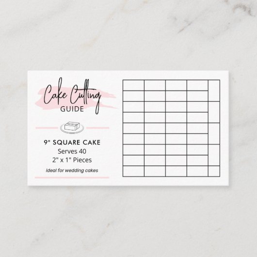 9" Square Cake Cutting Instructions 2x1 Portionen Begleitkarte (Vorderseite)