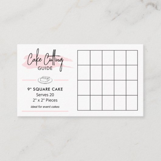 9" Square Cake Servierführer 2x2 Party Portionen Begleitkarte (Vorderseite)