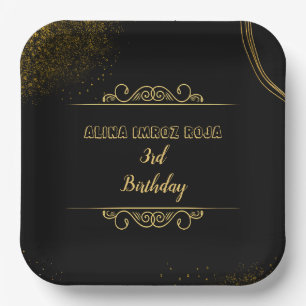 9" Square floral Geburtstagsparty Platine. Pappteller