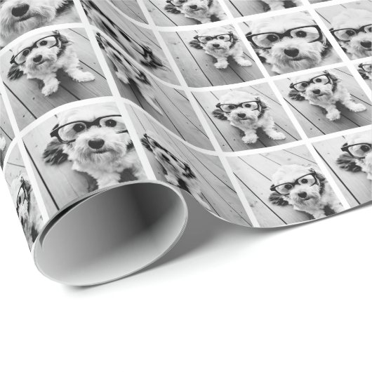 9 Square Foto Collage - Schwarz und Weiß Geschenkpapier (Rolleneckpunkt)