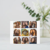 9 Square Foto Collage - Schwarz und Weiß Postkarte (Stehend Vorderseite)