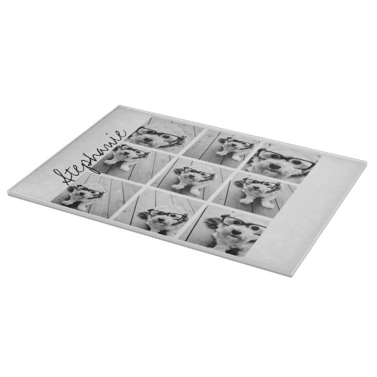 9 Square Foto Collage - Schwarz und Weiß Schneidebrett (Ecke)