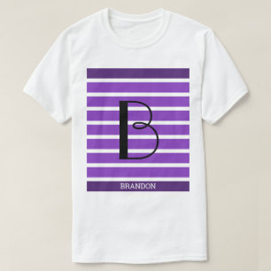 9 Streifen Lila Violett Monogramm Personalisiert T-Shirt