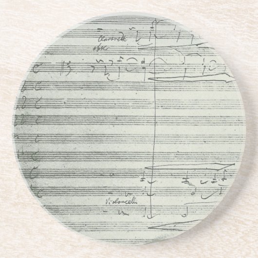 9. Symphonie Beethovens, Musik-Manuskript Sandstein Untersetzer (Vorne)