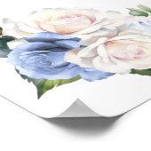 9 Tabelle Blue White Rose Blumenmuster Seekarte Poster (Ecke)