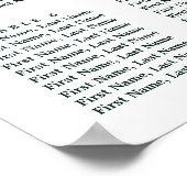 9 Tabelle Elegantes Green Foliage Seating Chart Poster (Ecke)