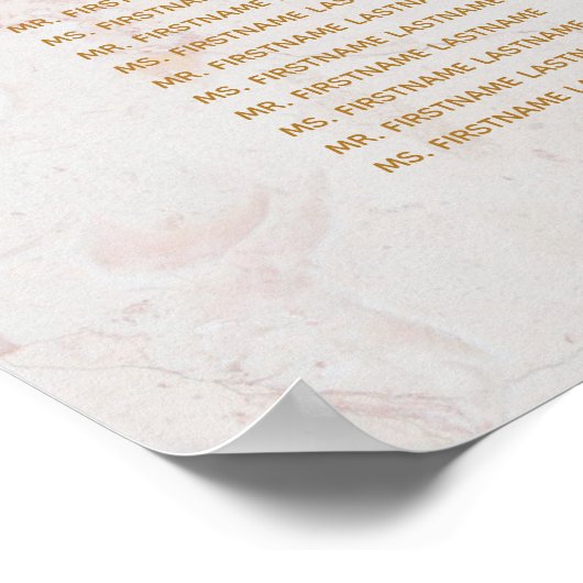 9 Tabelle Hochzeitskarte Rosa Magnolia Marmor Poster (Ecke)