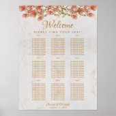 9 Tabelle Hochzeitskarte Rosa Magnolia Marmor Poster (Vorne)