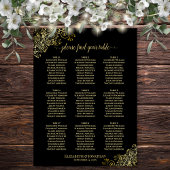 9 Tabelle Hochzeitskarte Schwarz mit Gold Frills Poster