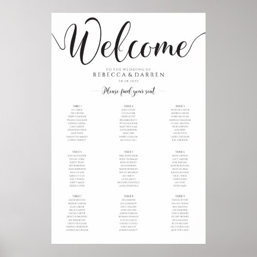 9 Tabelle Hochzeitstabelle Poster (Vorne)