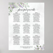 9 Tabelle Lavendel Eukalyptus Hochzeitstabelle Poster (Vorne)