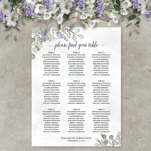 9 Tabelle Lavendel Eukalyptus Hochzeitstabelle Poster