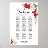 9 Tabelle Red White Rose Blumen Seekarte Poster (Vorne)