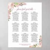 9 Tabelle Rustikal rosa Blumenübersicht Poster (Vorne)