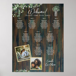 9 Tabelle Rustikales Holz Gypsophila FOTO SITZENDE Poster