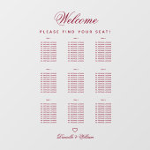 9 Tabelle Transparente Übersicht über die Hochzeit Fensteraufkleber (Blatt)