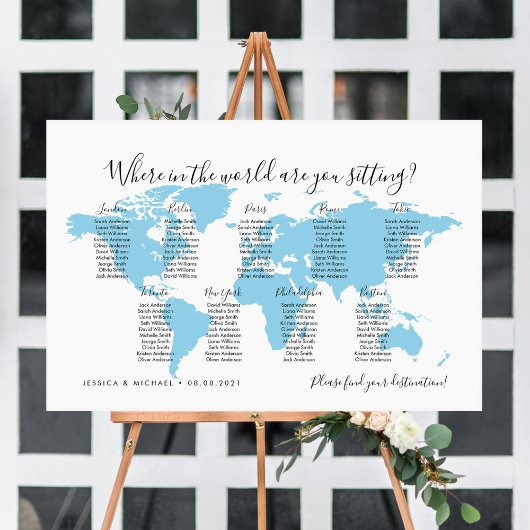 9 Tabellen Destinationen World Map Seating Chart Poster