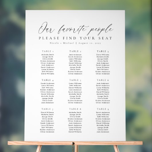 9 Tables Favorite People Acrylic Seating Chart Acrylschild (Neutral)