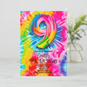 9. Tie Dye Geburtstag Einladung (Stehend Vorderseite)