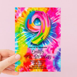 9. Tie Dye Geburtstag Einladung
