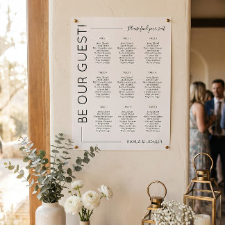 9 Tisch Minimalistische Hochzeit Sitzplan Vorlage Poster