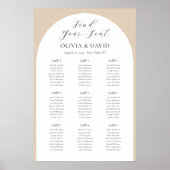 9 Tische Beige Arch Finden Sie Ihre Sitzkarte Poster (Vorne)