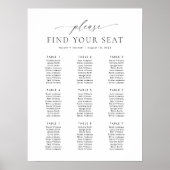 9 Tische Bitte sehen Sie sich Ihre Sitzplakette an Poster (Vorne)