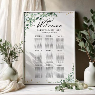 9 Tische Grüne Hochzeitstabelle Poster