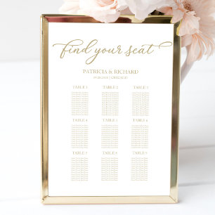 9 Tische Hochzeits-Sitzplan Chic Gold Schrift Poster