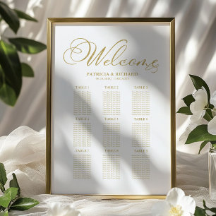 9 Tische Hochzeitsdiagramm Gold Foil Poster