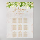 9 Tische Hochzeitskarte Marmor Weiße Lilien Poster (Vorne)